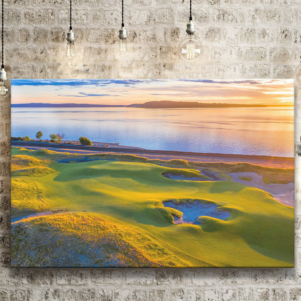 Hole 17, Chambers Bay Golf Course, Golf Art Print, Golf Lover, Canvas Prints Wall Art Decor