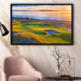 Hole 17, Chambers Bay Golf Course, Golf Art Print, Framed Canvas Prints Wall Art Decor, Floating Frame
