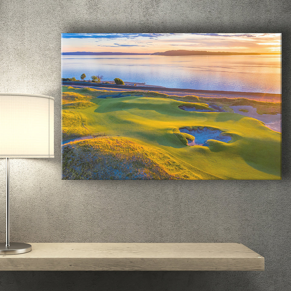 Hole 17, Chambers Bay Golf Course, Golf Art Print, Golf Lover, Canvas Prints Wall Art Decor