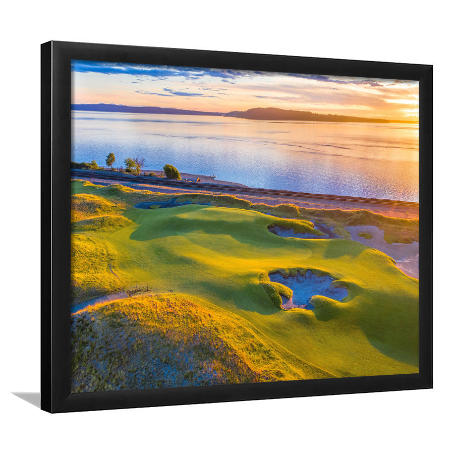 Hole 17, Chambers Bay Golf Course, Golf Sport Print, Golf Lover, Framed Art Prints Home Decor