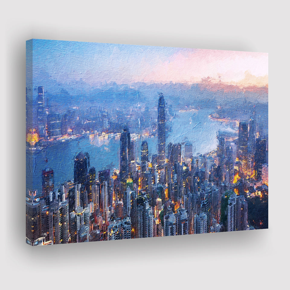 Hong Kong City at Night Canvas Prints Wall Art Decor - Paiting Canvas, Art Prints, Wall Decor, For Sale