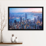 Hong Kong City at Night Framed Canvas Prints Wall Art Decor - Paiting Canvas, Art Prints, Floating Frame