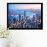 Hong Kong City at Night Framed Canvas Prints Wall Art Decor - Paiting Canvas, Art Prints, Floating Frame