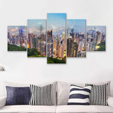 Hong Kong Cityscape Canvas Print View from Victoria Peak 5 Piece Canvas Prints Wall Art Decor - Painting Canvas, Multi Panels