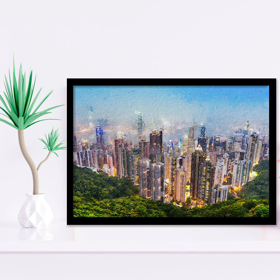 Hong Kong Cityscape Canvas Print View from Victoria Peak Framed Art Prints Wall Decor - Painting Prints, Framed Picture, Home Decor