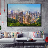 Hong Kong Cityscape Canvas Print View from Victoria Peak Framed Canvas Prints Wall Art Decor - Paiting Canvas, Art Prints, Floating Frame