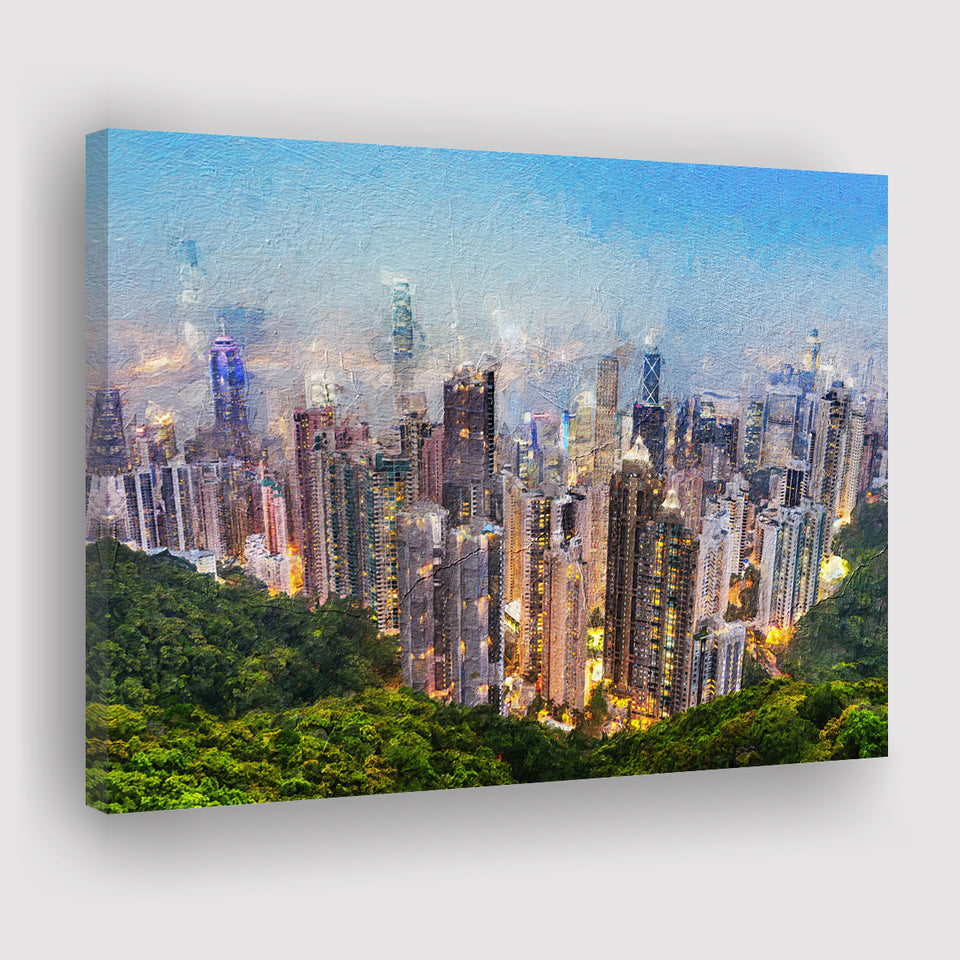 Hong Kong Cityscape Canvas Print View from Victoria Peak Canvas Prints Wall Art Decor - Paiting Canvas, Art Prints, Wall Decor, For Sale