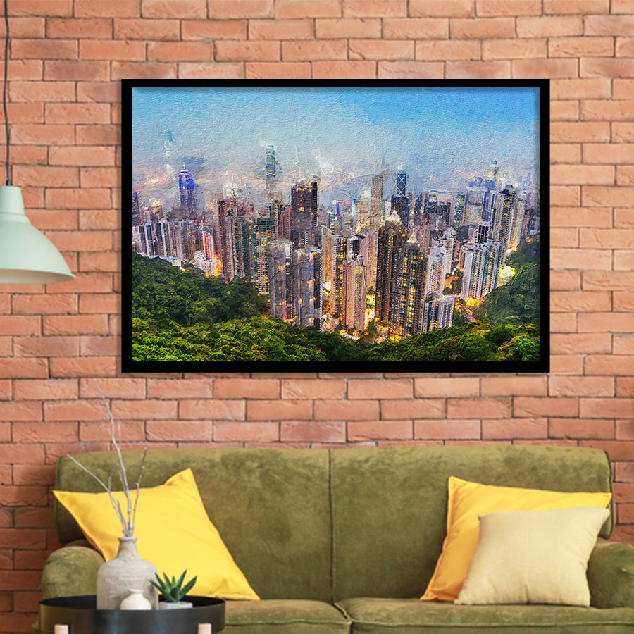 Hong Kong Cityscape Canvas Print View from Victoria Peak Framed Art Prints Wall Decor - Painting Prints, Framed Picture, Home Decor