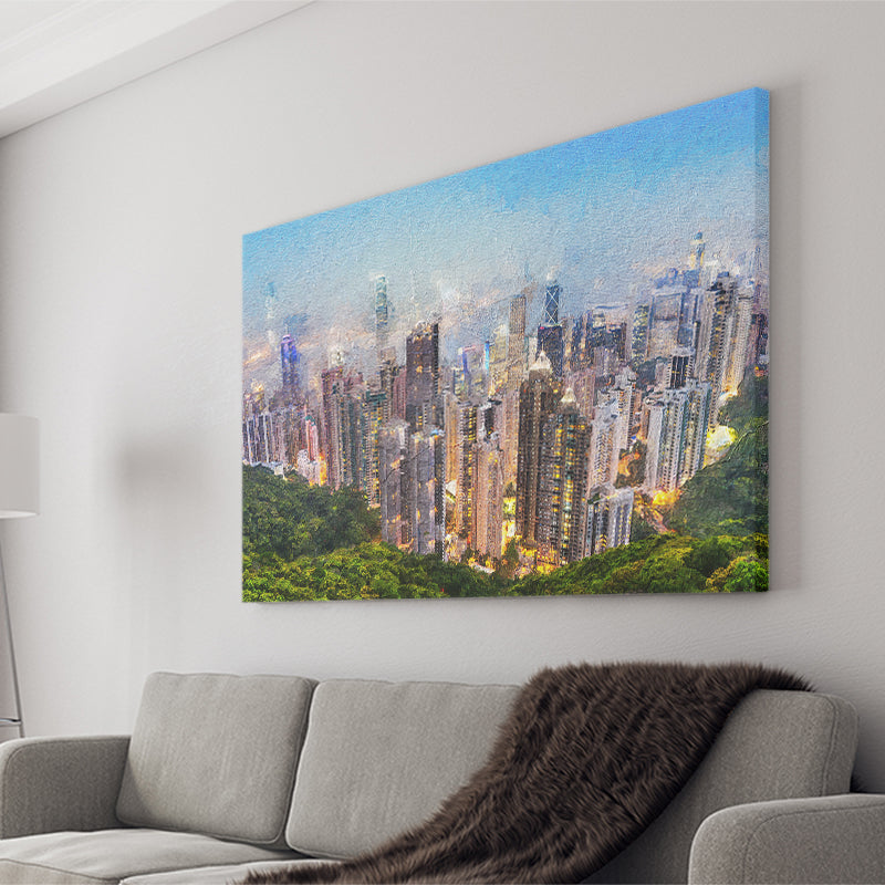 Hong Kong Cityscape Canvas Print View from Victoria Peak Canvas Prints Wall Art Decor - Paiting Canvas, Art Prints, Wall Decor, For Sale