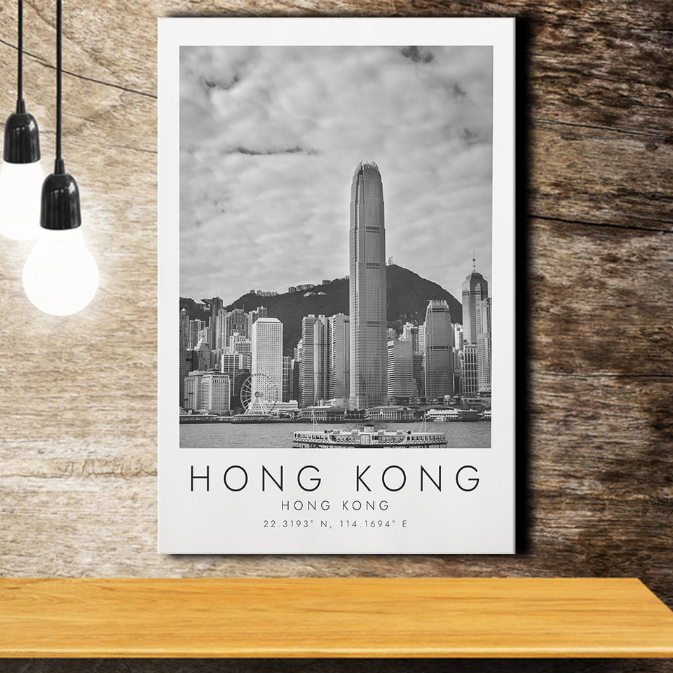 Hong Kong Black And White Art Canvas Prints Wall Art Home Decor