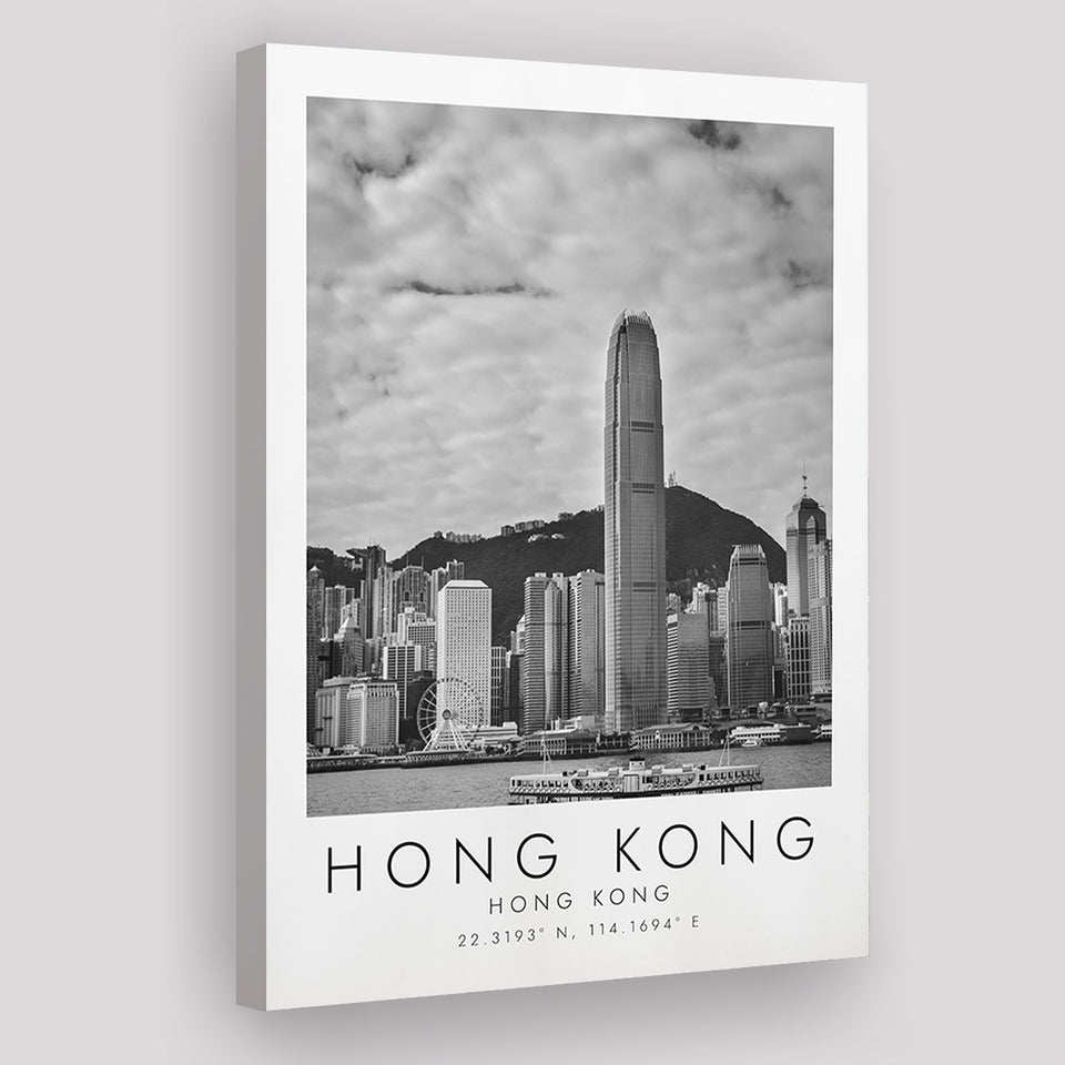 Hong Kong Black And White Art Canvas Prints Wall Art Home Decor