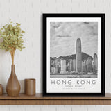 Hong Kong Black And White Art Framed Canvas Prints Wall Art Home Decor, Floating Frame
