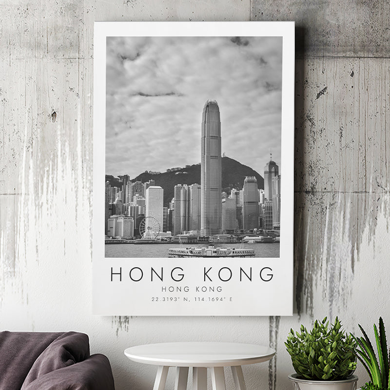 Hong Kong Black And White Art Canvas Prints Wall Art Home Decor