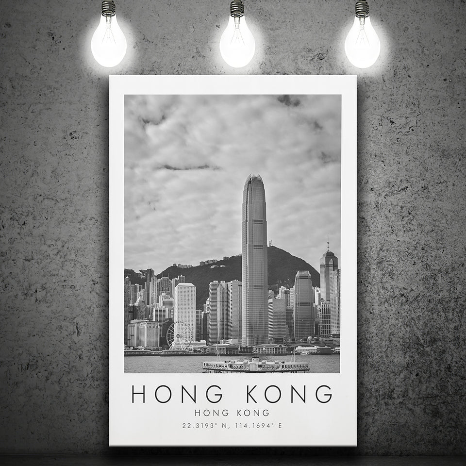 Hong Kong Black And White Art Canvas Prints Wall Art Home Decor