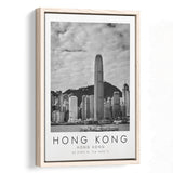 Hong Kong Black And White Art Framed Canvas Prints Wall Art Home Decor, Floating Frame