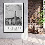 Hong Kong Black And White Art Framed Canvas Prints Wall Art Home Decor, Floating Frame