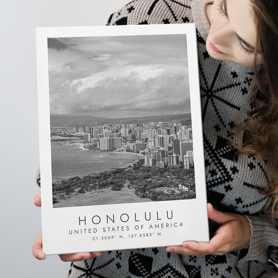Honolulu Usa Black And White Art Canvas Prints Wall Art Home Decor