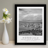Honolulu Usa Black And White Art Framed Art Prints Wall Art Decor, Framed Picture