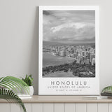 Honolulu Usa Black And White Art Canvas Prints Wall Art Home Decor
