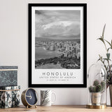 Honolulu Usa Black And White Art Framed Art Prints Wall Art Decor, Framed Picture