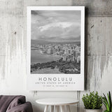 Honolulu Usa Black And White Art Canvas Prints Wall Art Home Decor