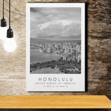 Honolulu Usa Black And White Art Canvas Prints Wall Art Home Decor