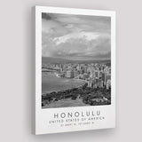Honolulu Usa Black And White Art Canvas Prints Wall Art Home Decor