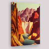 Hoover Dam Retro Art Print ,City Art Print, Large Canvas, Canvas Print Wall Art Home Decor