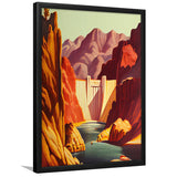 Hoover Dam Retro Art Print, City Art Print, Framed Art Print Wall Art Home Decor, Framed Picture