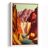 Hoover Dam Retro Art Print, Large Canvas, Framed Canvas Print Wall Art Home Decor, Floating Frame