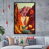 Hoover Dam Retro Art Print, City Art Print, Framed Art Print Wall Art Home Decor, Framed Picture
