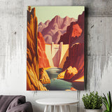 Hoover Dam Retro Art Print ,City Art Print, Large Canvas, Canvas Print Wall Art Home Decor