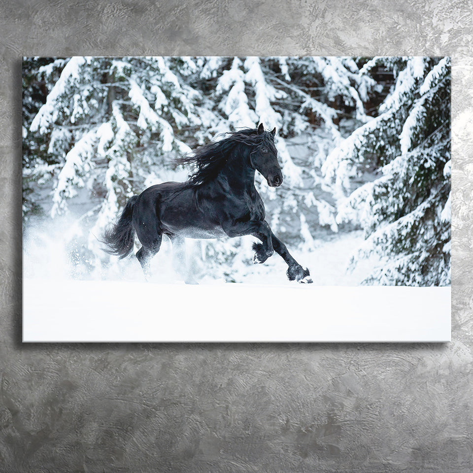 Horse Art Print Black Horse Canvas Prints Wall Art Decor - Painting Canvas,Home Decor, Ready to Hang