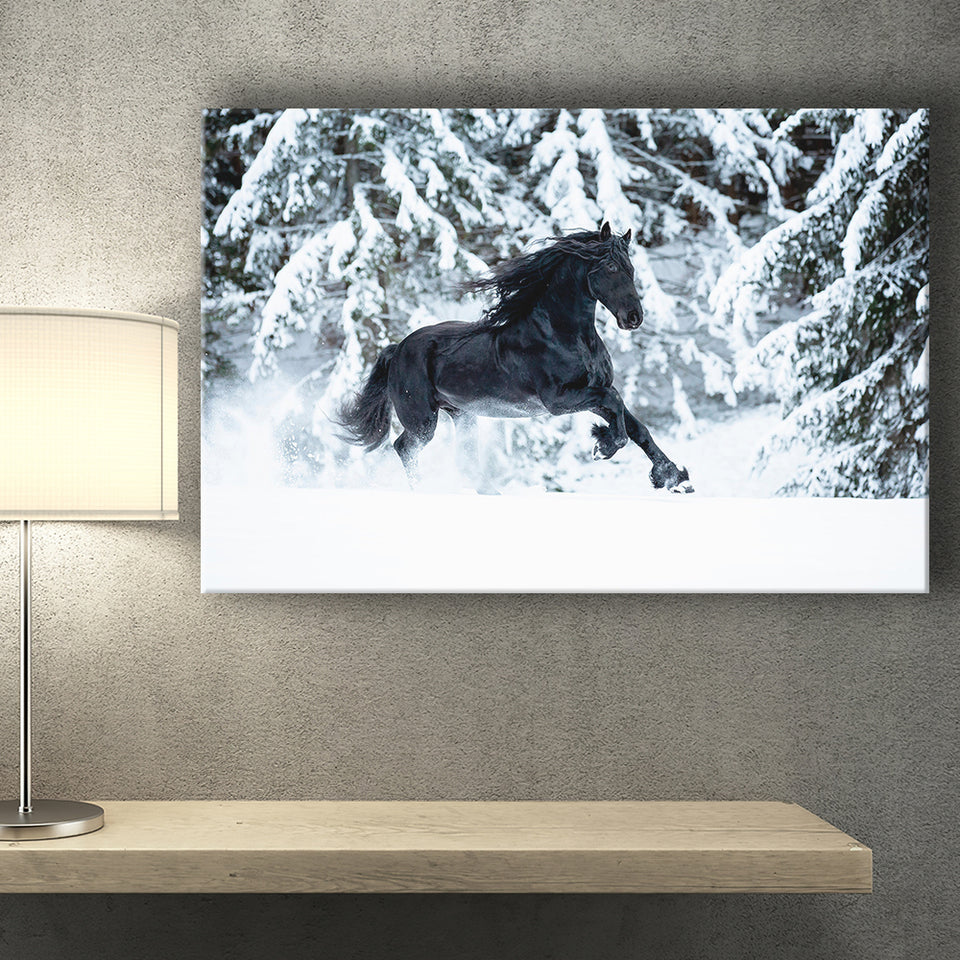 Horse Art Print Black Horse Canvas Prints Wall Art Decor - Painting Canvas,Home Decor, Ready to Hang