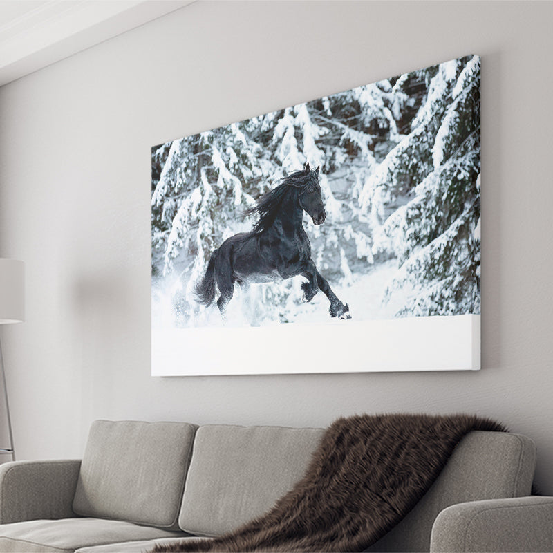 Horse Art Print Black Horse Canvas Prints Wall Art Decor - Painting Canvas,Home Decor, Ready to Hang
