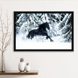 Horse Art Print Black Horse Framed Canvas Prints Wall Art Decor, Framed Picture, Floating Frame