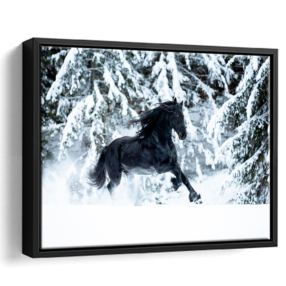 Horse Black Horse Decor Horse Print Framed Canvas Prints Wall Art Home Decor - Painting Canvas, Black Frame, Framed Picture