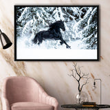 Horse Black Horse Decor Horse Print Framed Canvas Prints Wall Art Home Decor - Painting Canvas, Black Frame, Framed Picture
