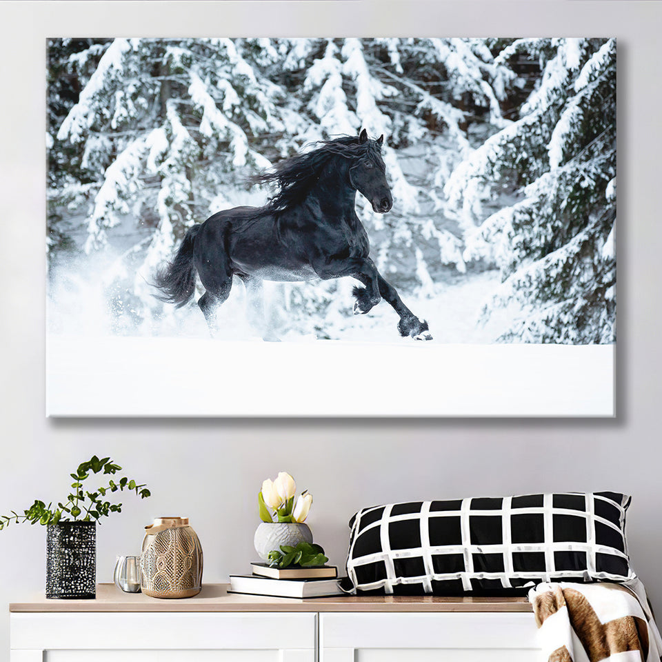 Horse Black Horse Decor Horse Print Landscape Canvas Prints Wall Art Home Decor - Painting Canvas, Ready to hang