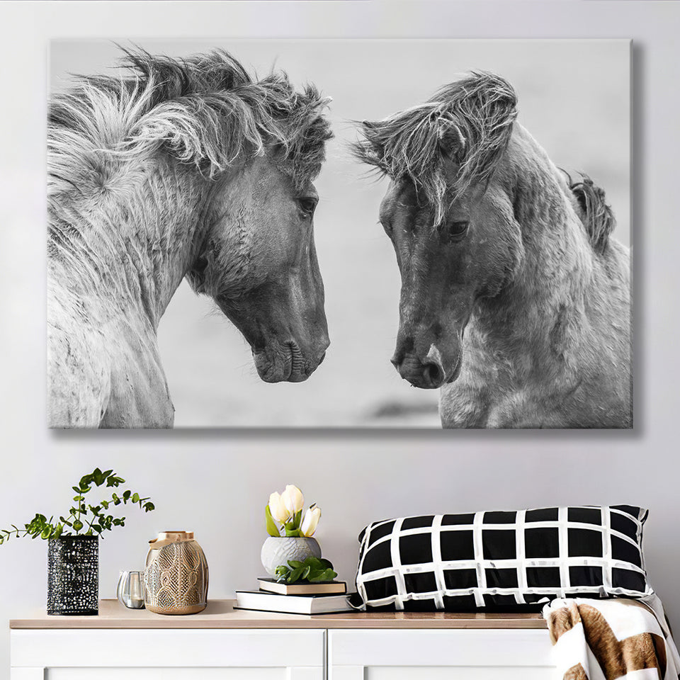 Horse Black White Horse Black And Landscape Canvas Prints Wall Art Home Decor - Painting Canvas, Ready to hang