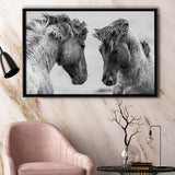 Horse Black White Framed Canvas Prints Wall Art Home Decor - Painting Canvas, Black Frame, Framed Picture