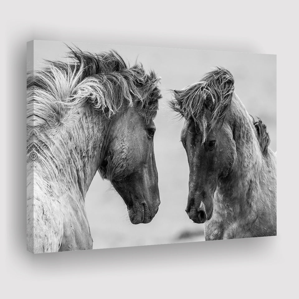 Horse Black White Horse Canvas Prints Wall Art Decor - Painting Canvas,Home Decor, Ready to Hang