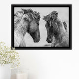 Horse Black White Horse Framed Canvas Prints Wall Art Decor, Framed Picture, Floating Frame