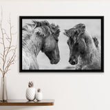 Horse Black White Horse Framed Canvas Prints Wall Art Decor, Framed Picture, Floating Frame