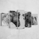 Horse Black White Horse 5 Piece Canvas Prints Wall Art Decor, Multi Panels, Mixed Canvas