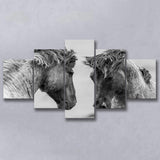 Horse Black White Horse 5 Piece Canvas Prints Wall Art Decor, Multi Panels, Mixed Canvas