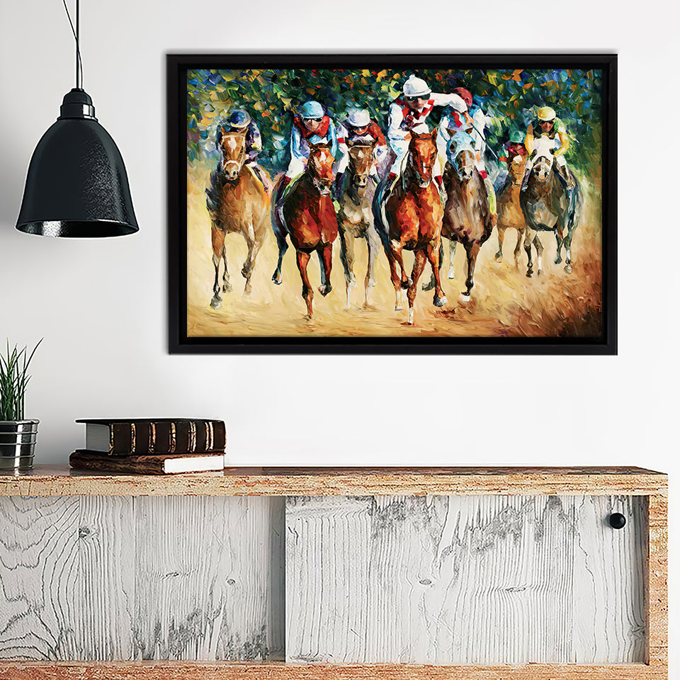 Horse Race Play Sport Canvas Wall Art - Canvas Print, Framed Canvas, Painting Canvas