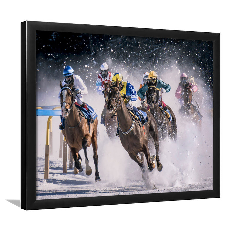 Horse Racing, Horse Racing Framed Art Prints Wall Art Decor,Black Frame, Ready to hang