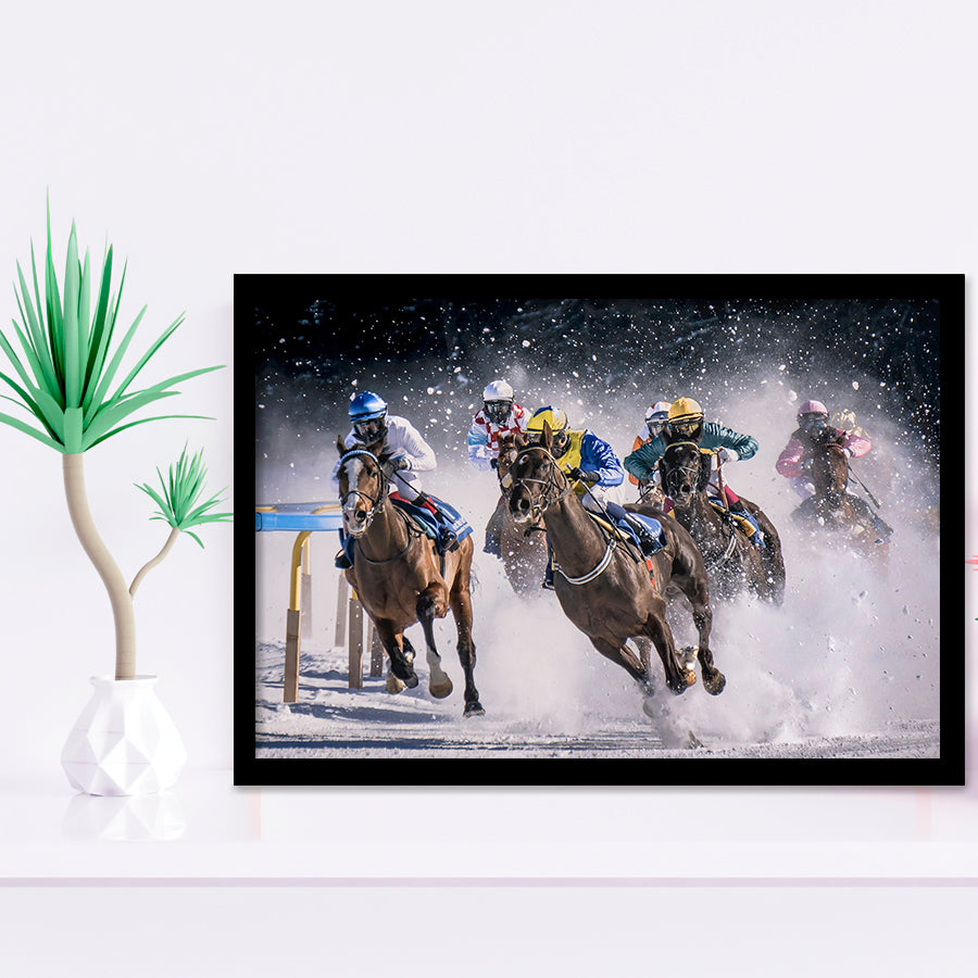 Horse Racing, Horse Racing Framed Art Prints Wall Art Decor,Black Frame, Ready to hang