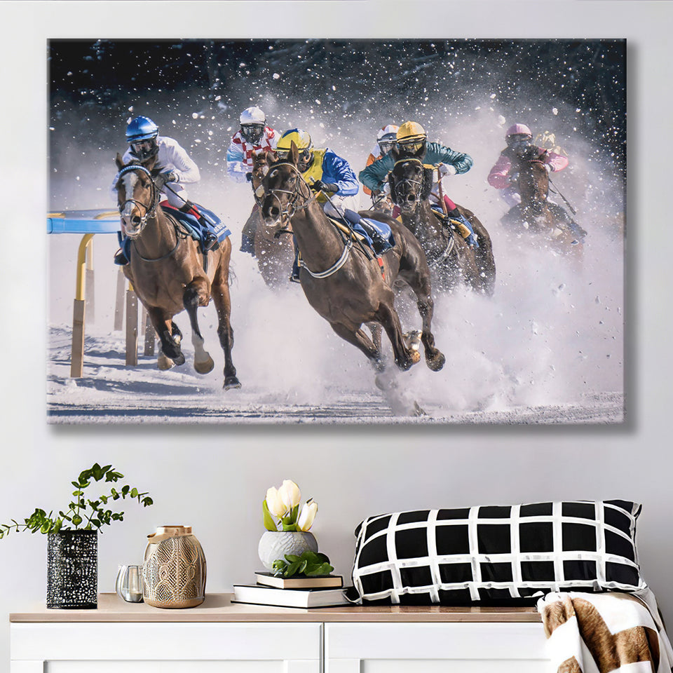 Horse Racing, Horse Racing Canvas Prints Wall Art Home Decor - Painting Canvas, Ready to hang